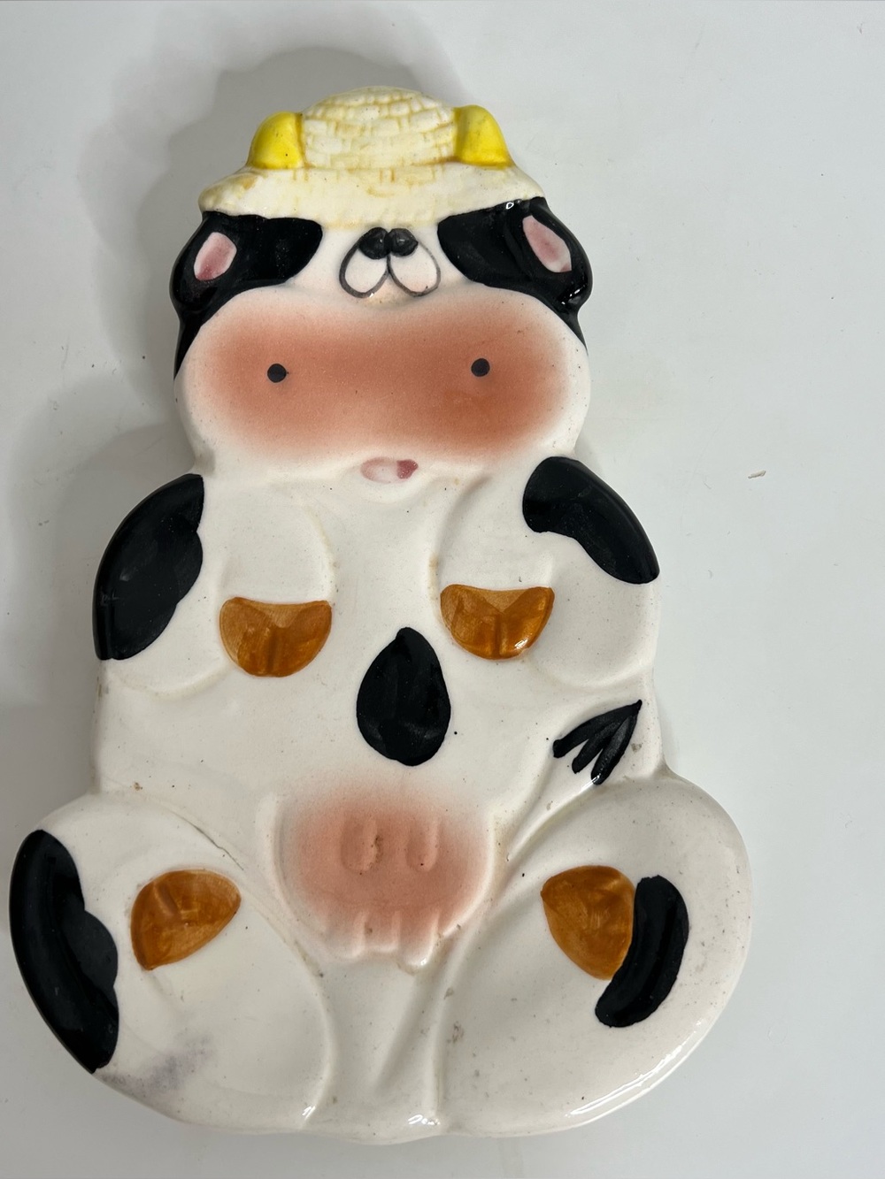 Vintage Ceramic Cow Spoon Rest Farmhouse Country 80s 90s